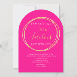 50th Birthday Hot Pink Gold Birthday Invitation Einladung