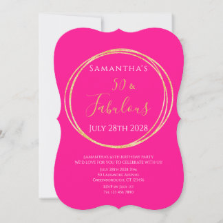 50th Birthday Hot Pink Gold Birthday Invitation Einladung