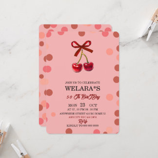 50th Birthday Invitation, 50th Invite, pink Einladung