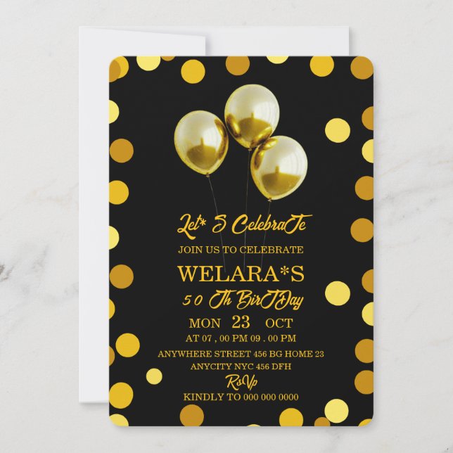 50th Birthday Invitation, 50th Invite, pink  Einladung (Vorderseite)