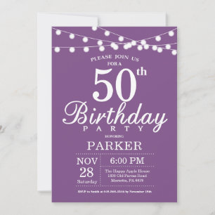 50th Birthday Invitation Purple Lavender Einladung