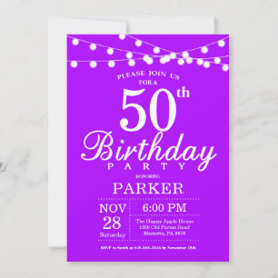 50th Birthday Invitation Purple Lavender Einladung