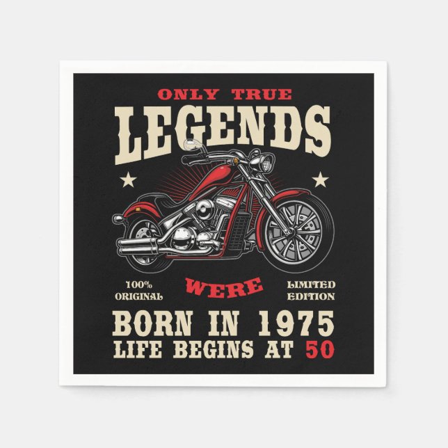 50th Birthday Man Biker Motorcycle Chopper 1975 Serviette (Vorderseite)