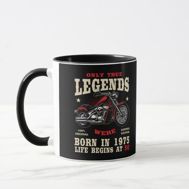 50th Birthday Man Biker Motorcycle Chopper 1975 Tasse (Links)