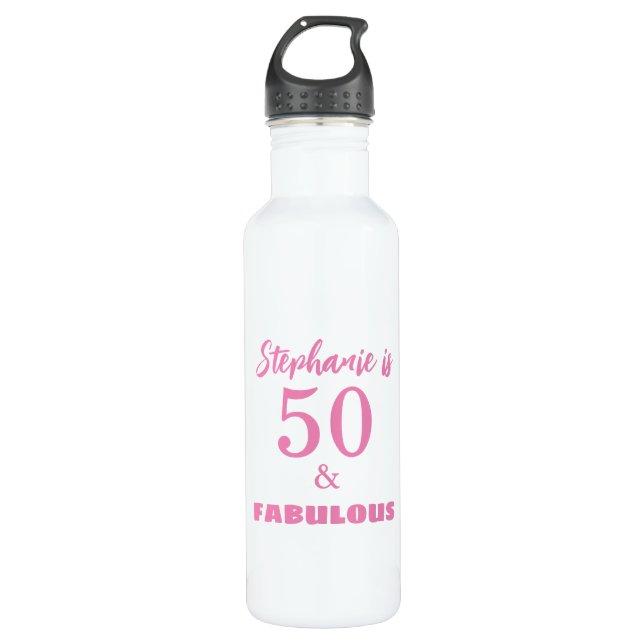 50th Birthday Name Monogram Gift Party Favor Edelstahlflasche (Vorderseite)