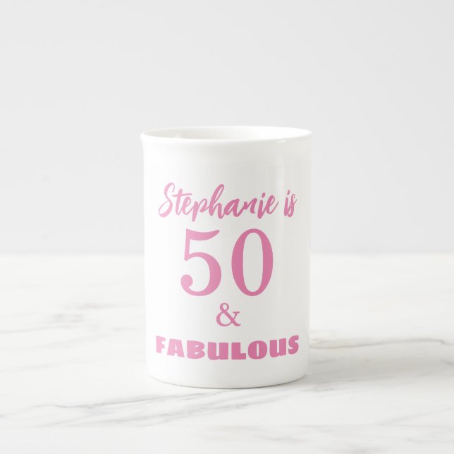 50th Birthday Name Monogram Gift Party Favor Prozellantasse (Vorderseite)