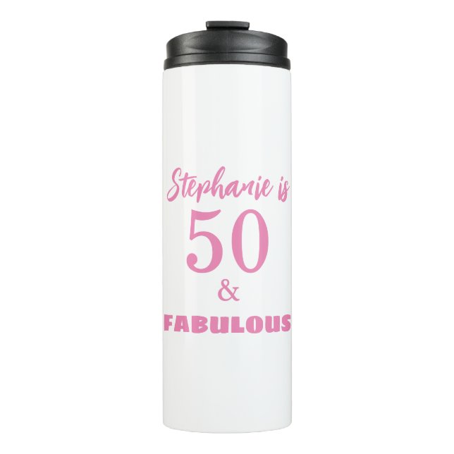 50th Birthday Name Monogram Gift Party Favor Thermosbecher (Vorderseite)