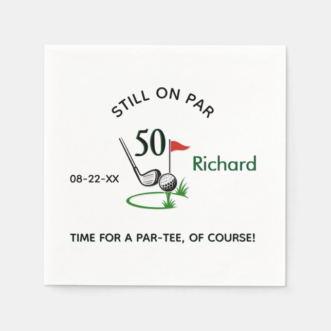  50th Birthday Party Custom Golf Theme Serviette (Vorderseite)
