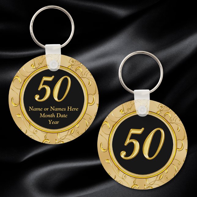 50th Birthday Party Favors 50th Anniversary Favors Schlüsselanhänger (50th anniversary favors. Golden wedding anniversary favors and party supplies. Gifts for guests. )
