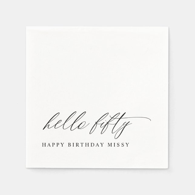 50th Birthday Party Hello 50 Modern Milestone Serviette (Vorderseite)