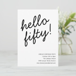 50th Birthday Party Modern Script Typography Einladung