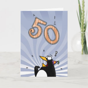 50th Birthday - Penguin Surprise Card Karte