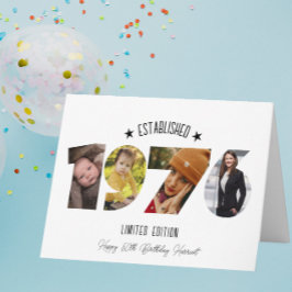 50th birthday Photo Collage established 1976 Dankeskarte