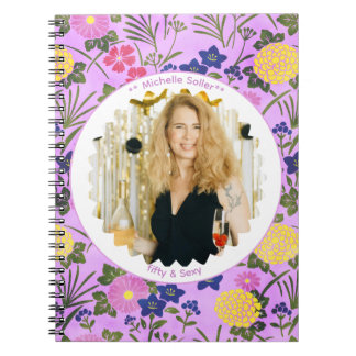 50th birthday photo floral elegant Photo Notebook Notizblock