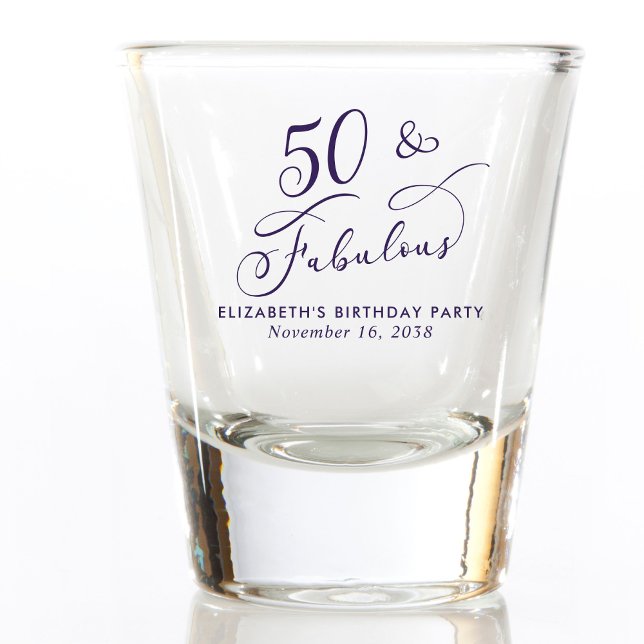 50th Birthday Purple Party Favor Schnapsglas (Von Creator hochgeladen)