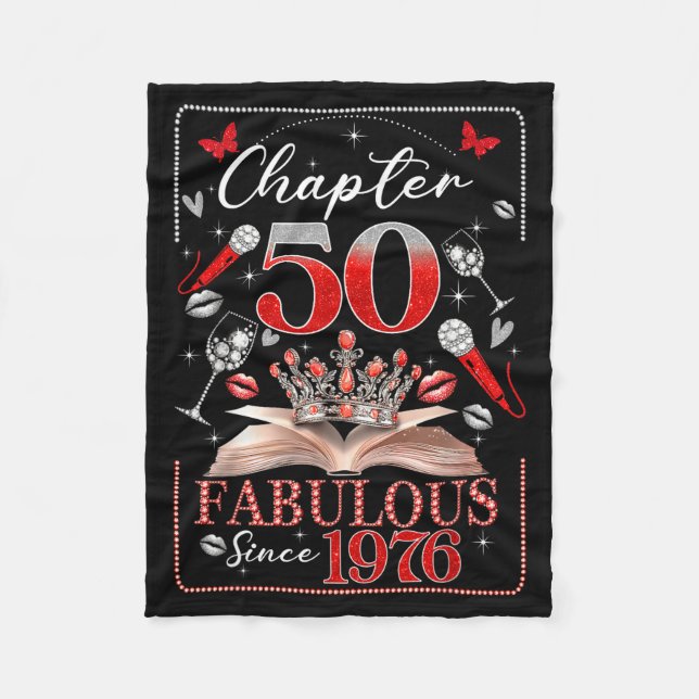 50th Birthday Queen Chapter 50 Fabulous Since 1976 Fleecedecke (Vorderseite)
