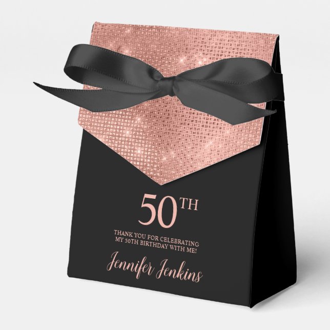 50th Birthday Rose Gold Thank You Favor Box Geschenkschachtel (Vorderseite)