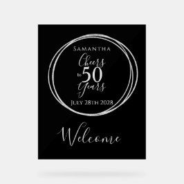 50th Birthday Welcome Cheers 50 Years Party Black Acrylschild