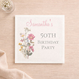 50th Birthday Wildflower Garden Party Serviette