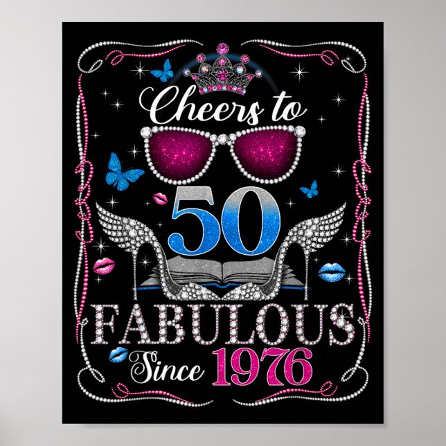 50th Birthday Women Cheers To 50 Years Fabulous Si Poster (Vorne)