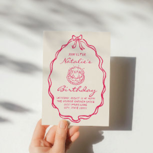50th Bow Hand Drawn Pink Coquette Fünfzig Geburtst Einladung
