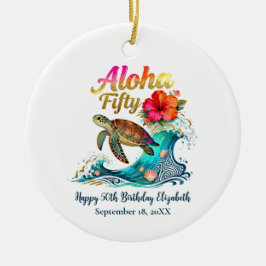 50th Fifty Birthday Tropical Ocean Beach Theme Keramik Ornament