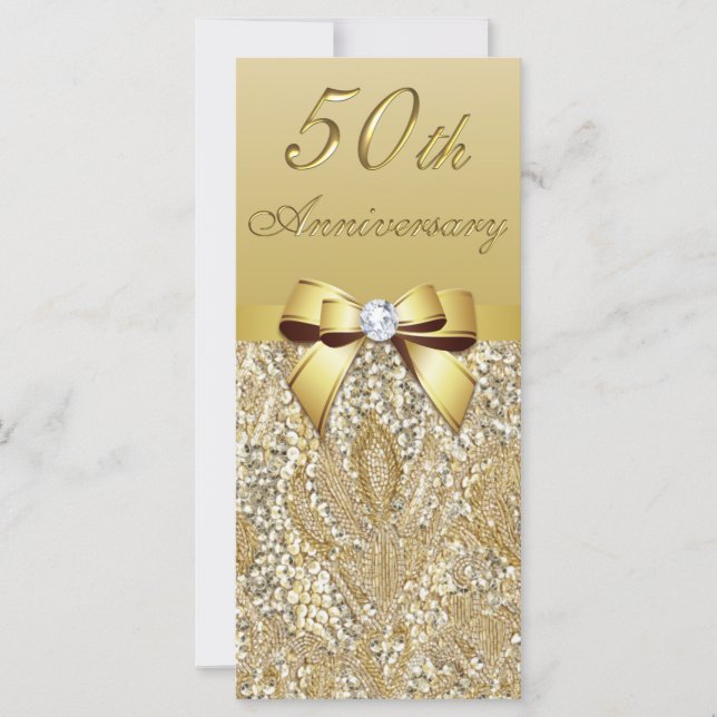 50th Gold Wedding Anniversary Imitate Sequins Bow (Vorderseite)