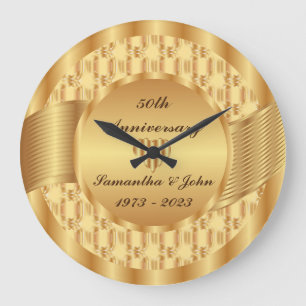 50th Gold Wedding Jubiläum Große Wanduhr