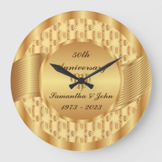 50th Gold Wedding Jubiläum Große Wanduhr