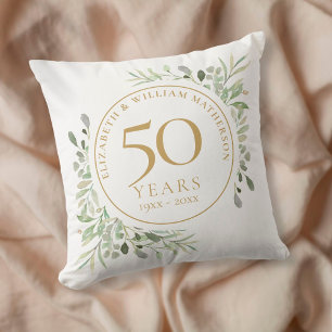 50th Golden Anniversary Chic Watercolour Greenery Kissen