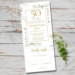 50th Golden Anniversary Wedding Greenery RSVP Einladung