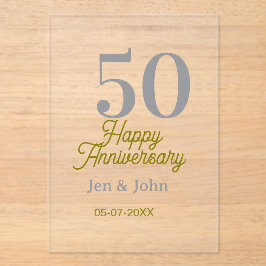 50th happy anniversary name date silver gold date  acryleinladungen
