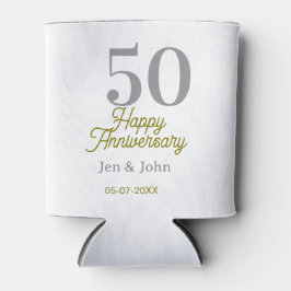 50th happy anniversary name date silver gold date  dosenkühler