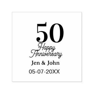 50th happy anniversary name date silver gold date permastempel