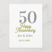 50th happy anniversary name date silver gold date