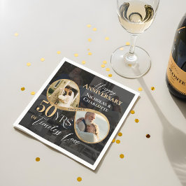 50th Happy Anniversary Then & Now Gold Infinity Serviette