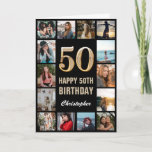 50th Happy Birthday Black and Gold Foto Collage Karte<br><div class="desc">50. Happy Birthday Black und Gold Foto Collage Geburtstagskarte. Für weitere Anpassungen klicken Sie bitte auf die Schaltfläche "Anpassen" und verwenden Sie unser Designwerkzeug,  um diese Vorlage zu ändern.</div>