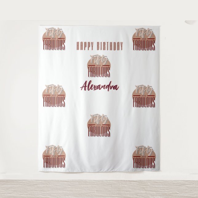 50th Happy Birthday Photobooth Backdrop Wandteppich (Vorderseite)