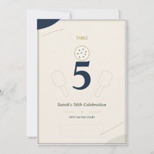 50th Pickleball Geburtstag Tischnummernkarte   Nav Einladung