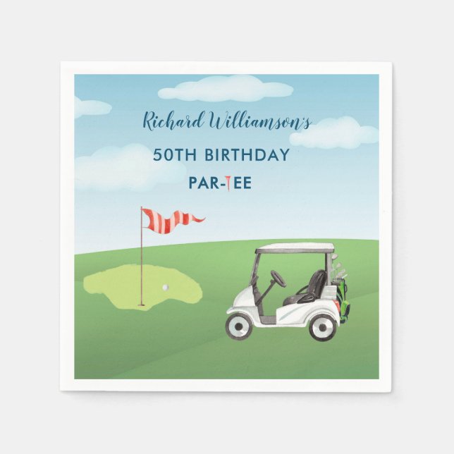 50th Surprise Birthday Party Men's Golf Theme Serviette (Vorderseite)