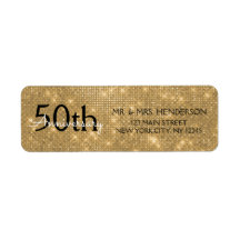 50th Wedding Anniversary Black and Gold Sparkle