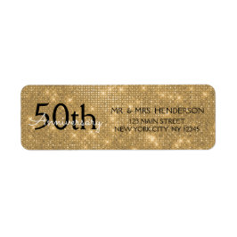 50th Wedding Anniversary Black and Gold Sparkle