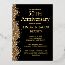 50th Wedding Anniversary Gold Faux Glitter Folieneinladung