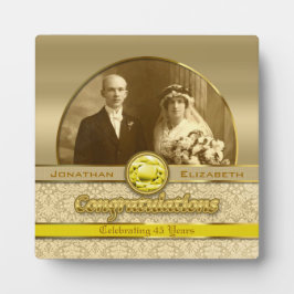 50th Wedding Anniversary Golden Topaz Damask Foto Fotoplatte