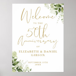 50th Wedding Anniversary Greenery Welcome Sign Poster