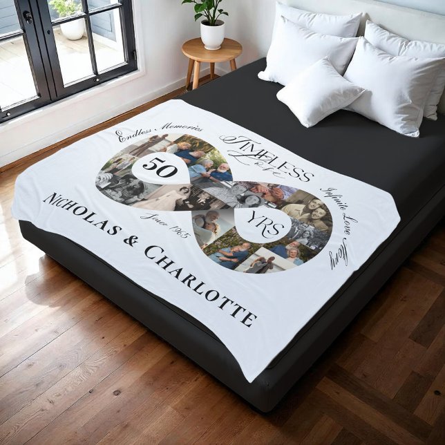 50th Wedding Anniversary Infinity Photo Collage Fleecedecke (50th Wedding Anniversary Infinity Photo Collage Fleece Blanket)
