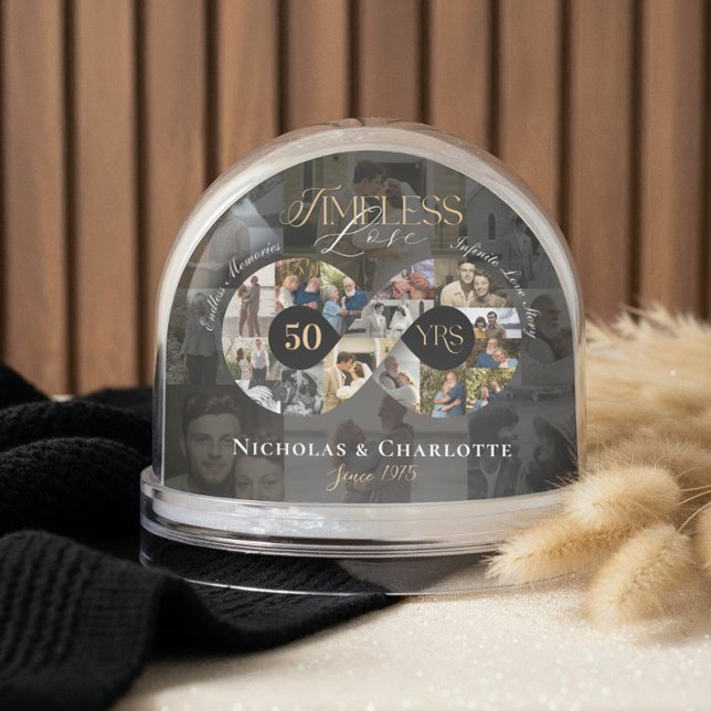 50th Wedding Anniversary Infinity Photo Collage Schneekugeln (50th Wedding Anniversary Infinity Photo Collage Snow Globe)