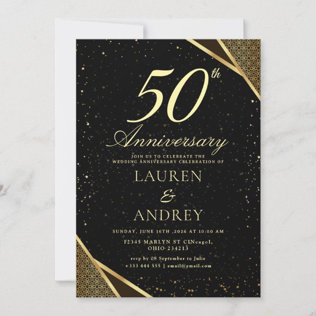 50th Wedding Anniversary Invitation Einladung (Vorderseite)