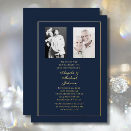 50th Wedding Anniversary Navy Gold Border   Folieneinladung