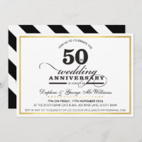 50TH WEDDING ANNIVERSARY Stilgold schwarz einladen